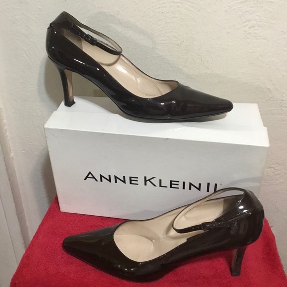 Anne Klein 9M Brown Leather Ankle Wrap Pumps EUC - Picture 5 of 8